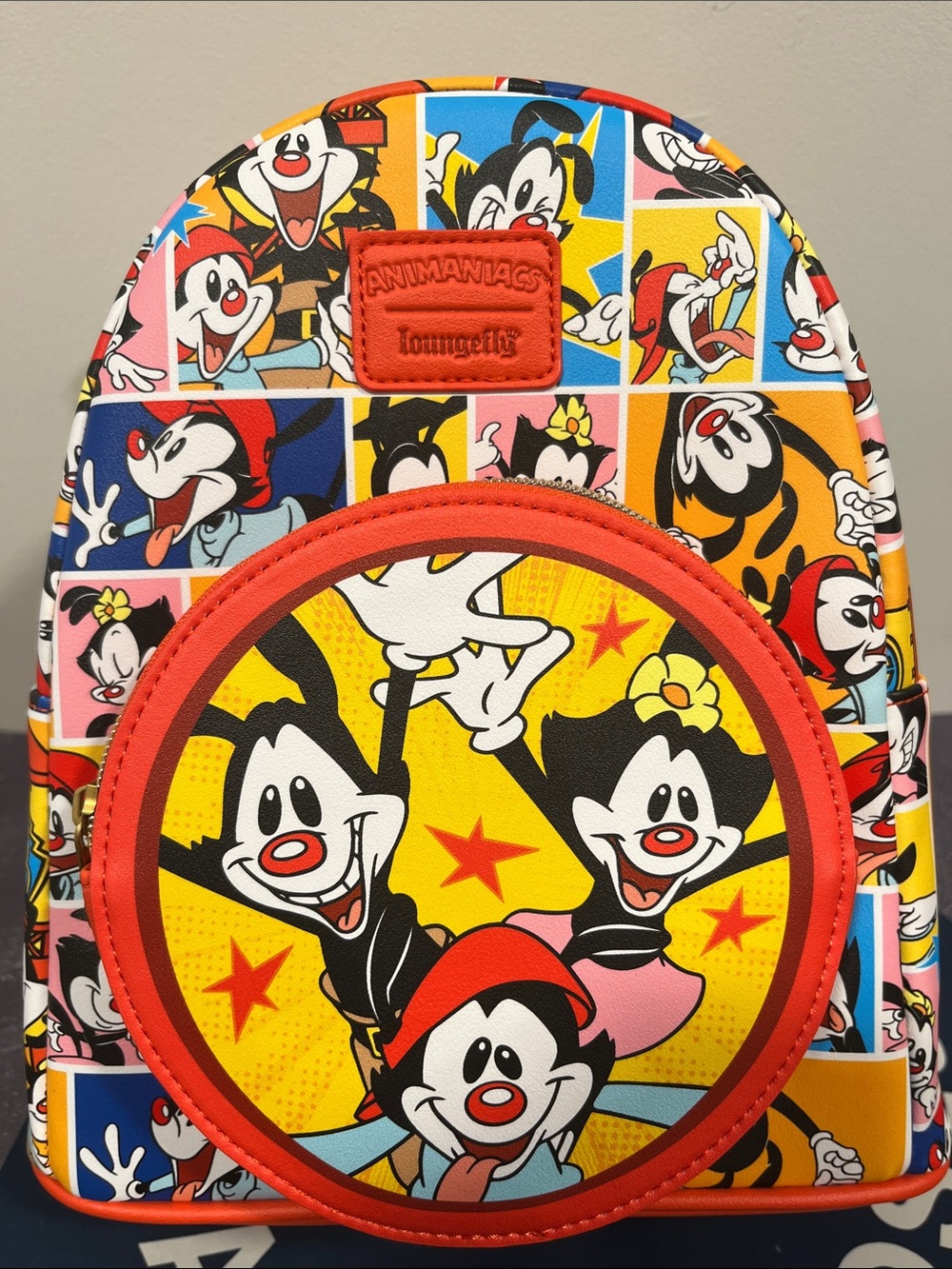 Loungefly Animaniacs Characters Yakko Dot Warner and Wakko Grid Mini Backpack